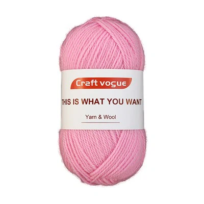 Pembe Çift Örgü Yün İp